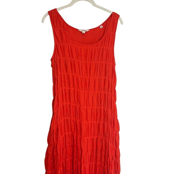 Max Studio Womens Dress XL Orange Red Crinkle Textured Sleeveless Lined Maxi - Picture 3 of 9
